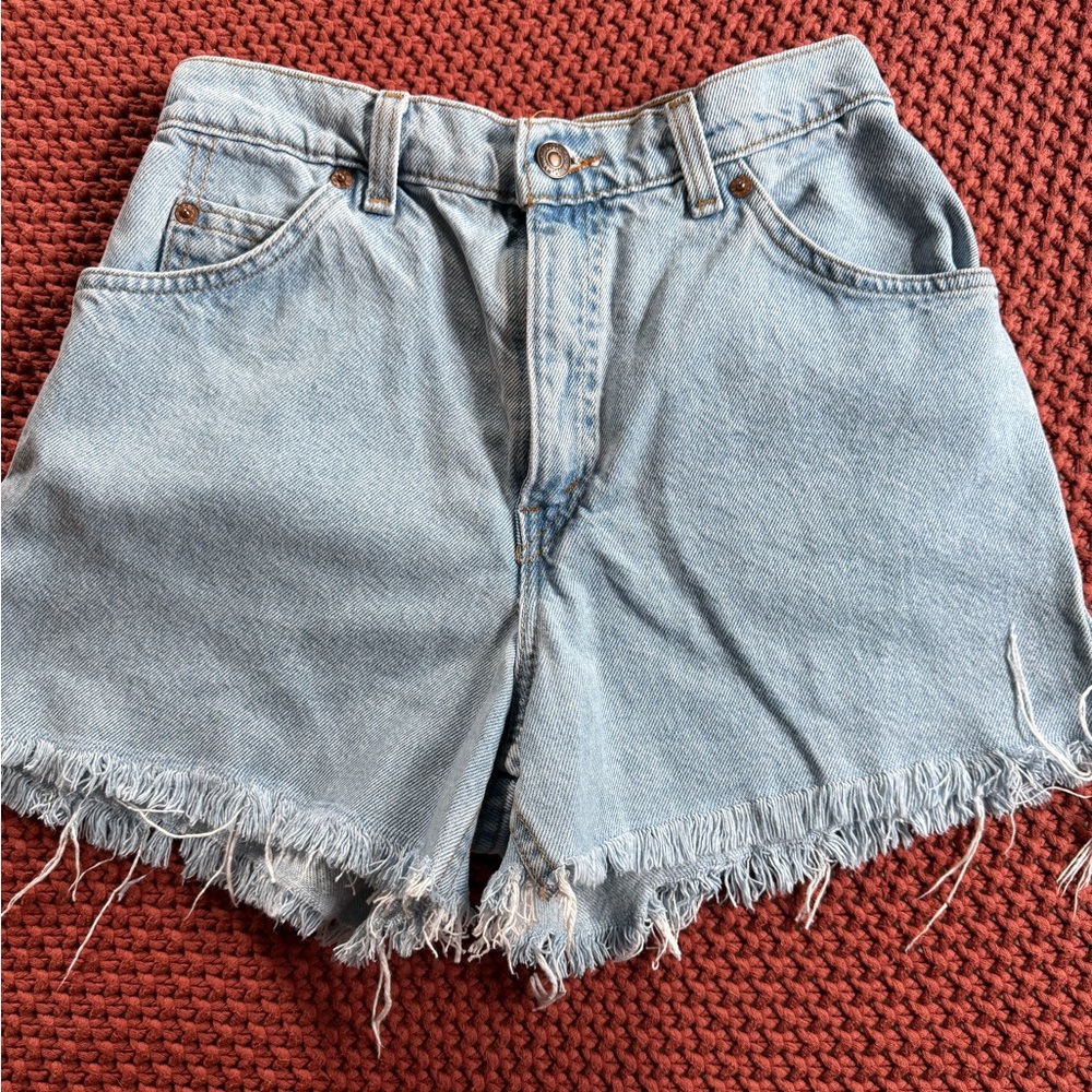 Levi's Blue Jean Shorts with Frayed Hem